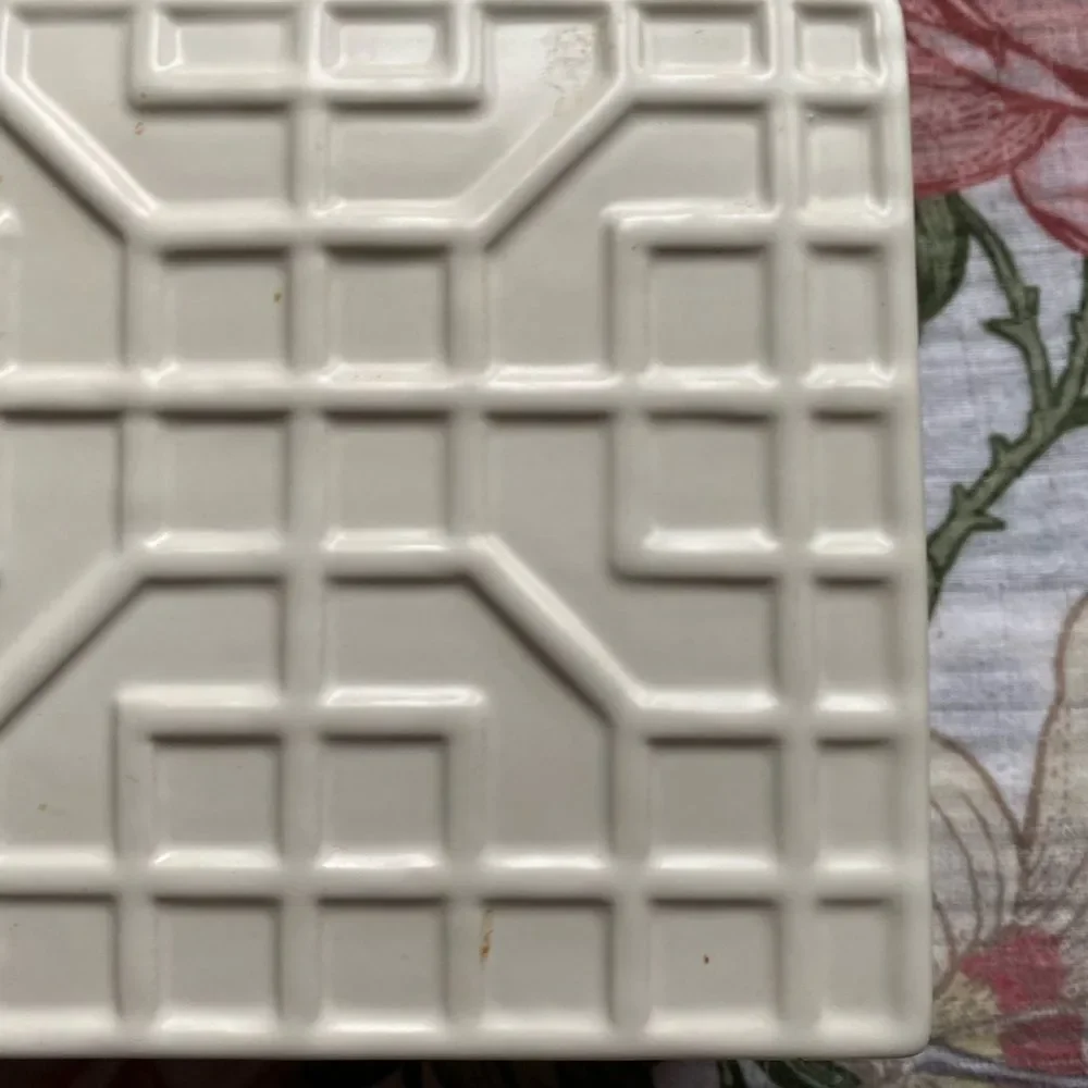 Threshold Cream Geometrical Design Stoneware Napkin Holder